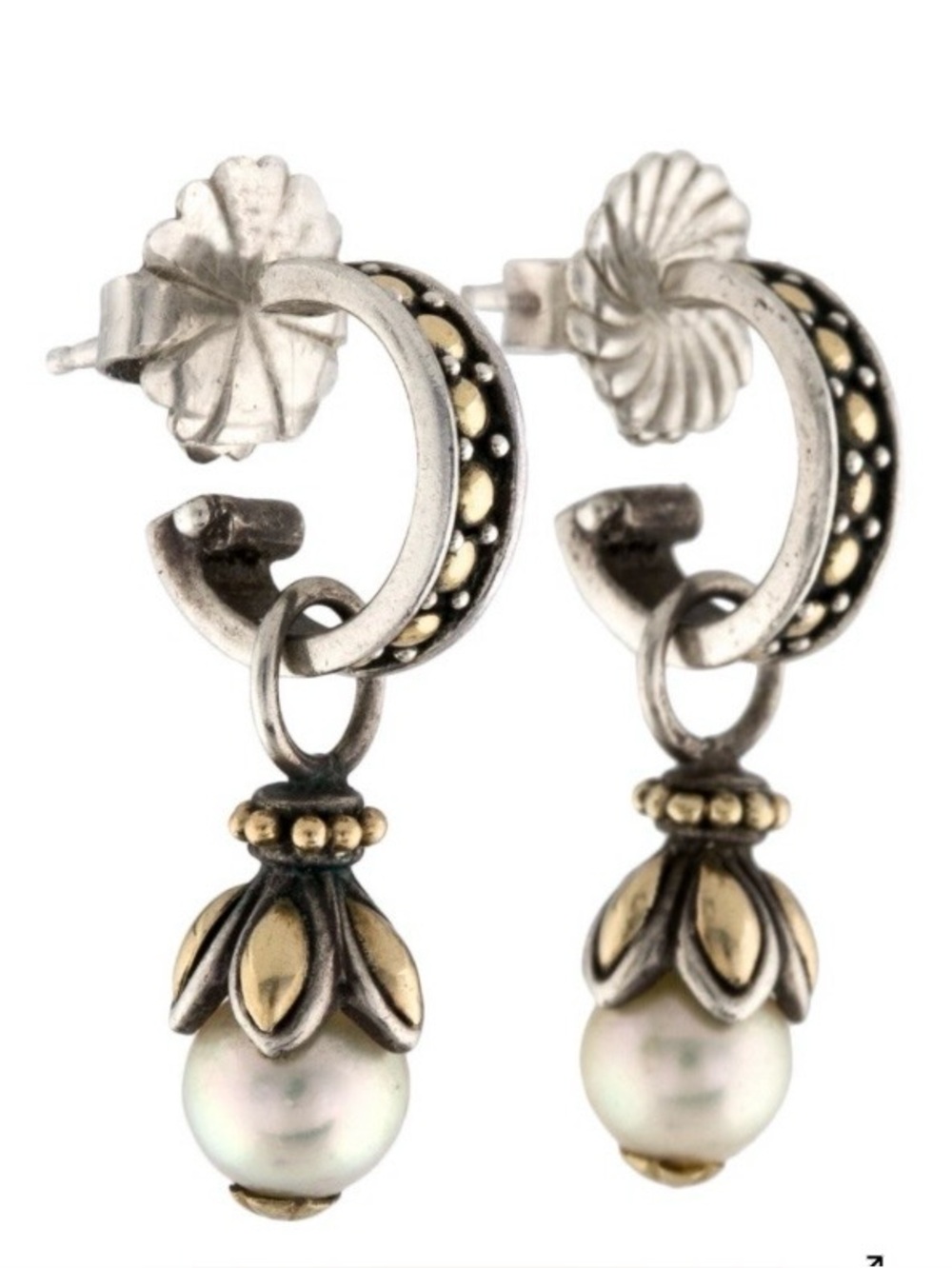 John Hardy Pearl Drop Earrings - White Pearl